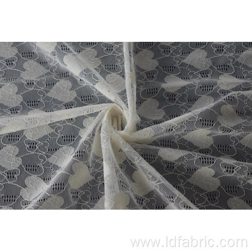 Nylon Cotton Rayon Heart Pattern Cord Lace Fabric